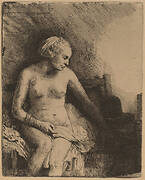 Woman at the Bath with a Hat beside Her