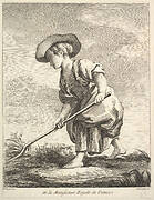 Little girl doing farm work, from Premier Livre de Figures d'après les porcelaines de la Manufacture Royale de France, inventées en 1757, par Mr. Boucher (First Book of Figures after porcelains from the Manufacture Royale de France, devised in 1757, by Mr. Boucher)