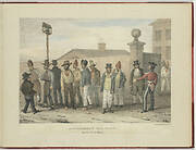 A Government Jail Gang, Sydney, NSW, ca. 1830, hand coloured engraving by Augustus Earle, Views in New South Wales and Van Diemens Land : Australian scrap book, London : J. Cross.