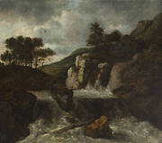 Waterfall in a Rocky and Mountainous Landscape