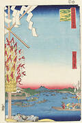 One Hundred Famous Views of Edo “A Distant View of Asakusa from a Boat at Ryogoku”