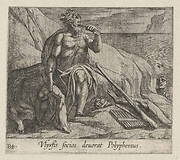 Plate 143: Polyphemus Eating Ulysses' Men, as Achaemides Watches (Ulyssis socios deuorat Polyphemus), from Ovid's 'Metamorphoses'