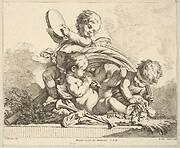 Three Cupids, Two Playing Music, One Holding Palm Leaves