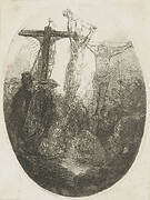 Christ crucified between the two thieves: an oval plate